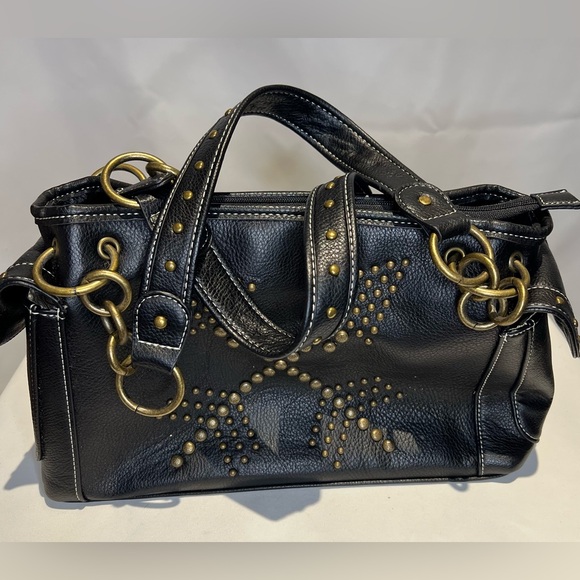 Blazin Roxx Black leather Shoulder Bag with Brass hardware EUC - Picture 1 of 12